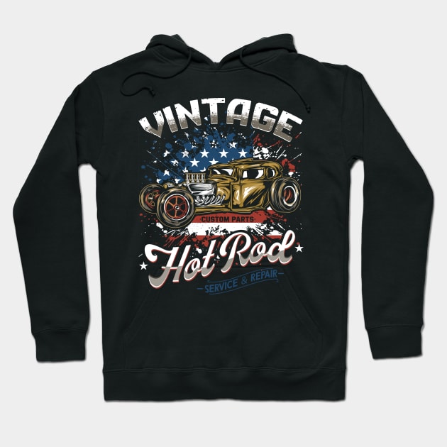 Vintage Hotrod Custom Parts Service And Repair Hoodie by Jandjprints